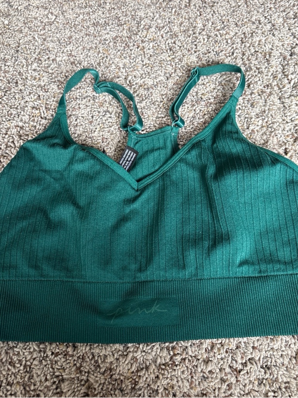 PINK Victoria's Secret Emerald Green Ribbed Bralette